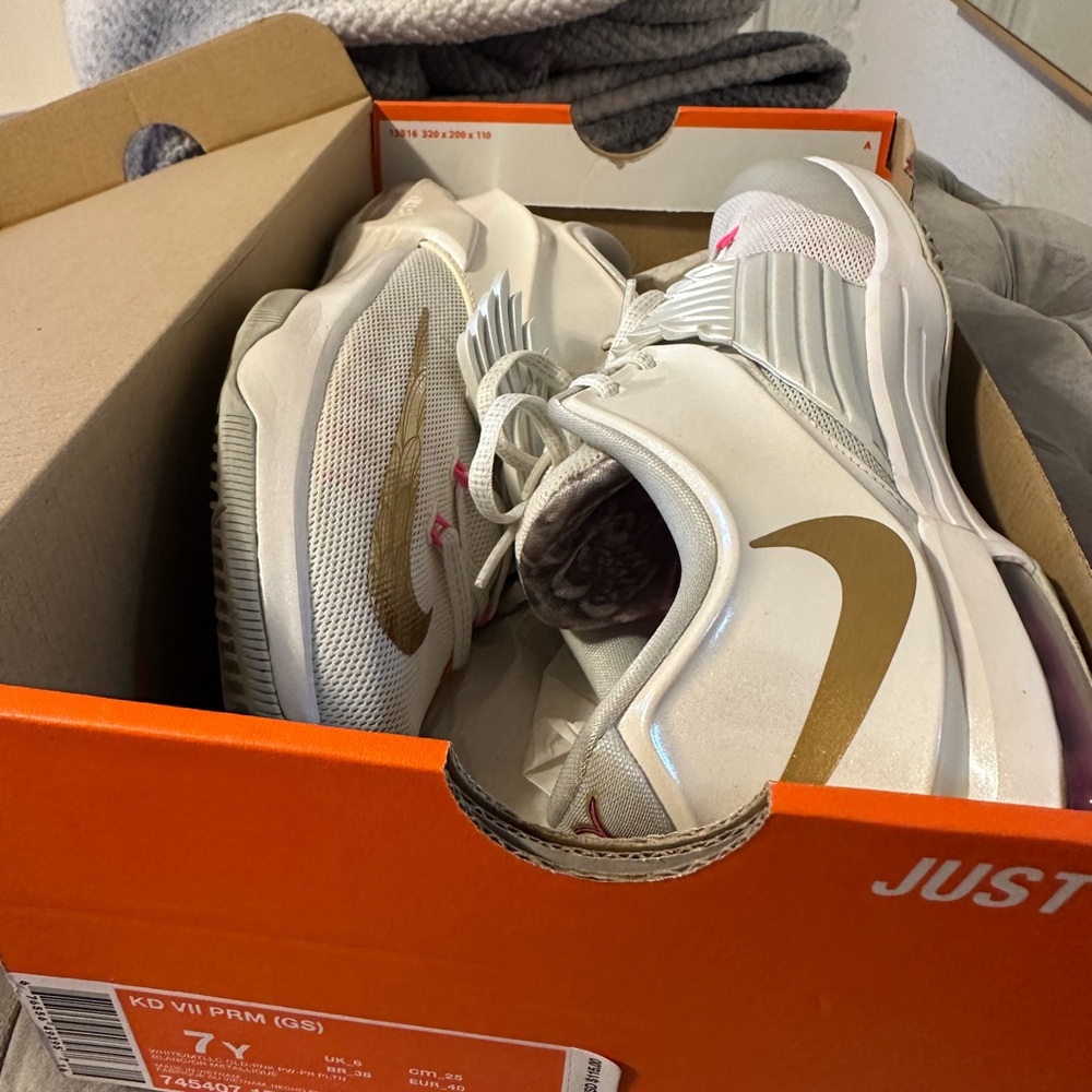 Nike KD VI PRM White and Gold Sneakers